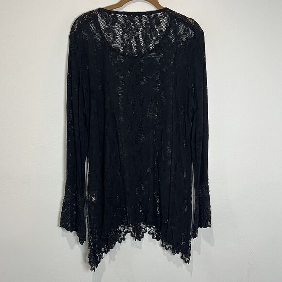 Spencer Alexis‎ Blouse Women’s 16 Black Lace Crochet Sequin Whimsigoth Witchy - Picture 2 of 9